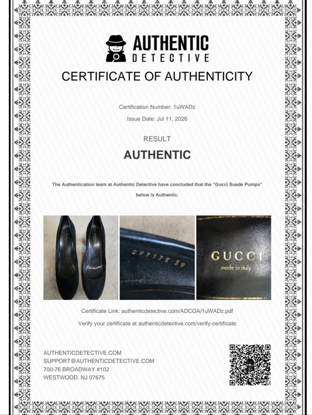 Gucci Jacquelyne Black Suede Gold Studded Block Heel Round Toe Pumps Size 39 - Picture 15 of 15